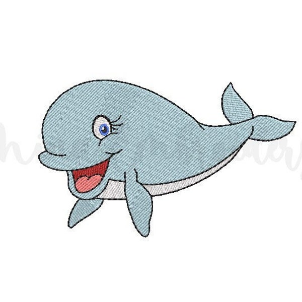 Cute Whale Embroidery Design, Animal Embroidery Design, Machine Embroidery Design,  4 Sizes, Instant Download