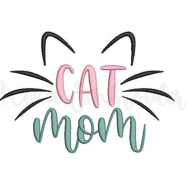 Cat Mom Embroidery Design, Machine Embroidery Design, 6 Sizes, Instant Download