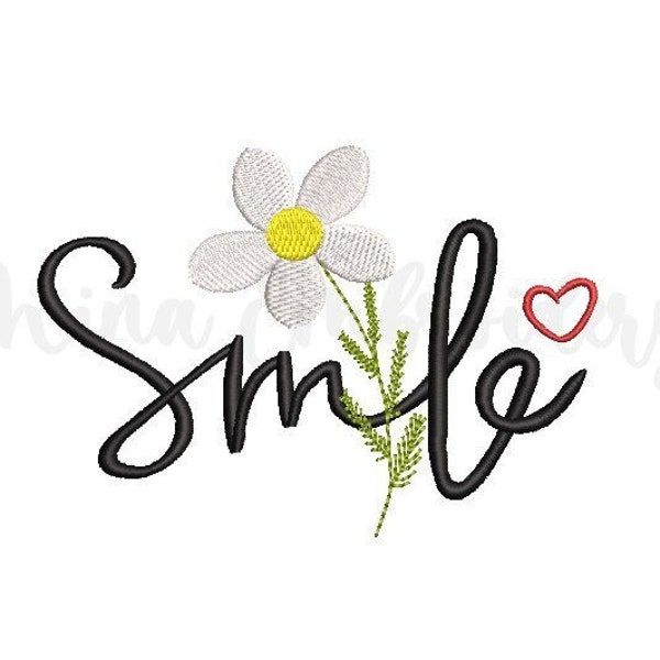 Smile Flower Embroidery Design, Machine Embroidery Design, 6 Sizes, Instant Download