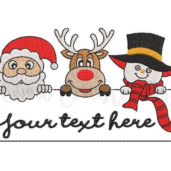 Santa Deer Snowman Embroidery Design, Peekaboo Christmas Embroidery Design, Machine Embroidery Design, 4 Sizes, Instant Download