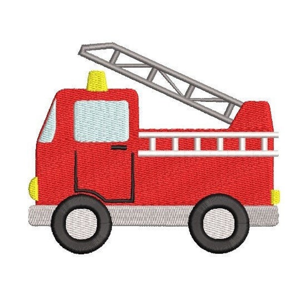 Fire Truck Embroidery Design, Machine Embroidery Design,   4 Sizes, Instant Download