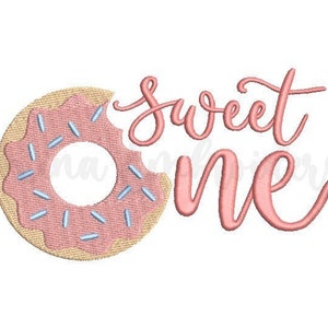 Sweet One Donut Embroidery Design, Machine Embroidery Design, 5 Sizes, Instant Download