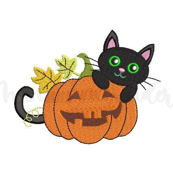 Black Cat Pumpkin Embroidery Design, Halloween Embroidery Design, Machine Embroidery Design, 5 Sizes, Instant Download