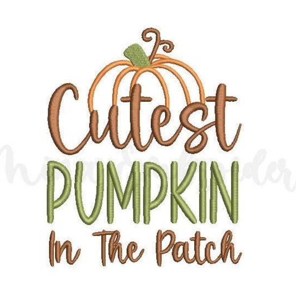 Cutest Pumpkin In The Patch Embroidery Design, Machine Embroidery Design, 5 Sizes, Instant Download