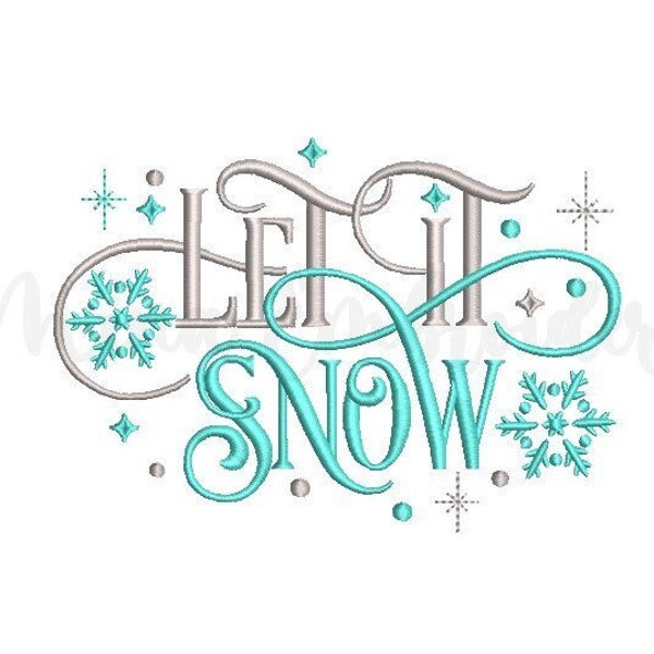 Let It Snow Embroidery Design, Christmas Embroidery Design, Machine Embroidery Design, 5 Sizes, Instant Download