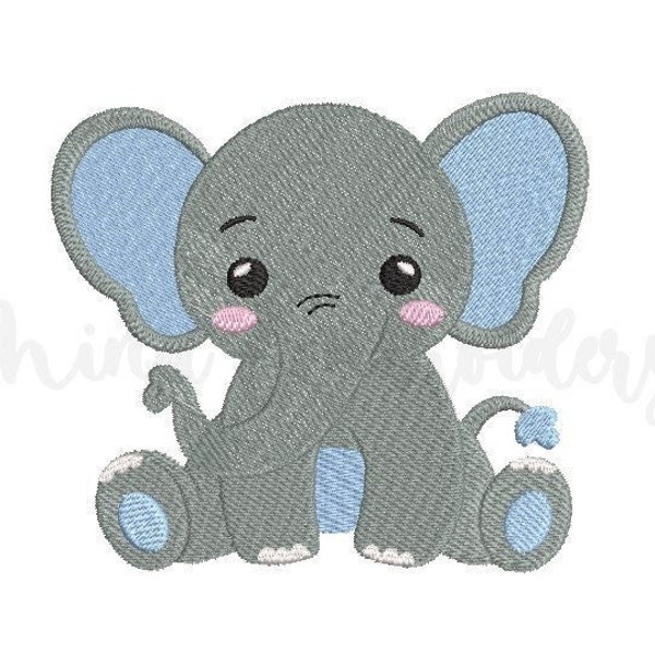 Baby Junge Elefant Stickmuster, Tierstickmuster, Maschinenstickmuster, 4 Größen, sofortiger Download