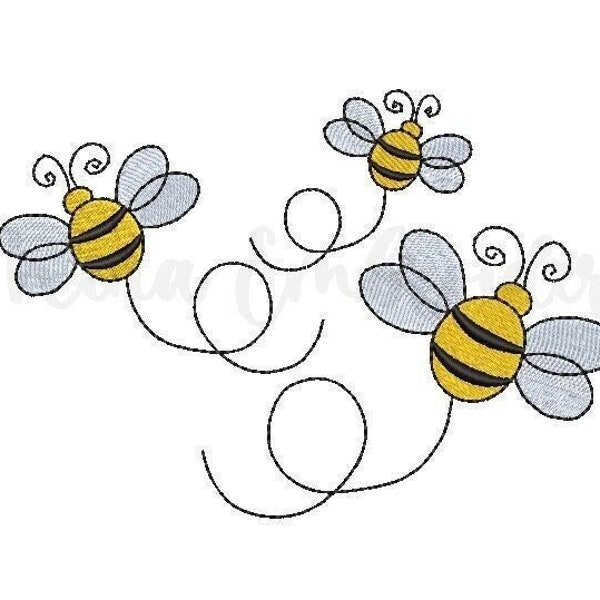 Triple Bee Embroidery Design, Animal Embroidery Design, Machine Embroidery Design, 5 Sizes, Instant Download