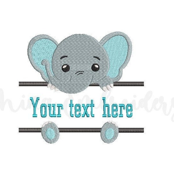 Split Baby Boy Elephant Embroidery Design, Animal Embroidery Design, Machine Embroidery Design, 4 Sizes, Instant Download