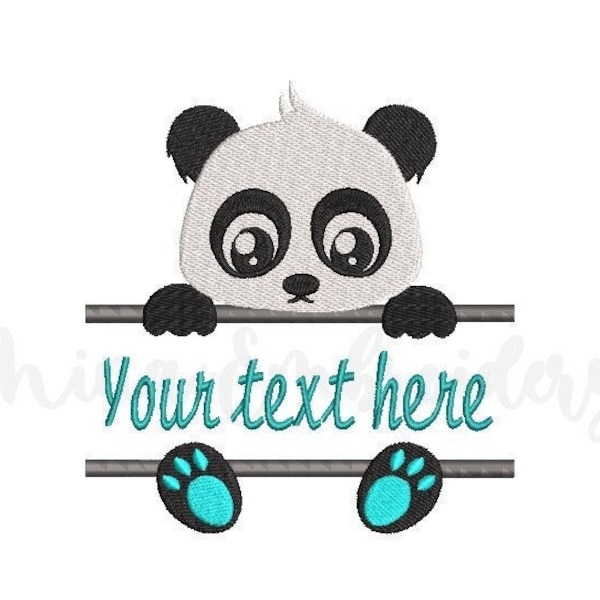 Motif de broderie panda bébé garçon, motif de broderie animal, motif de broderie machine, 4 tailles, téléchargement immédiat