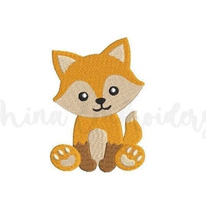 Cute Baby Fox Embroidery Design, Animal Embroidery Design, Machine Embroidery Design, 4 Sizes, Instant Download