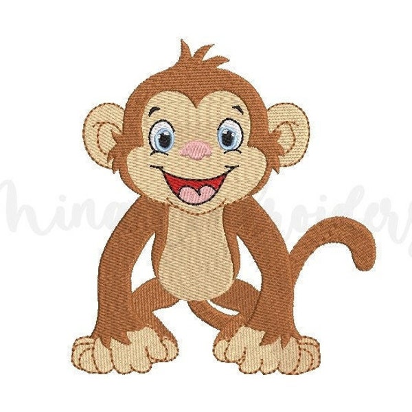 Baby Monkey Embroidery Design, Animal Embroidery Design, Machine Embroidery Design, 4 Sizes, Instant Download