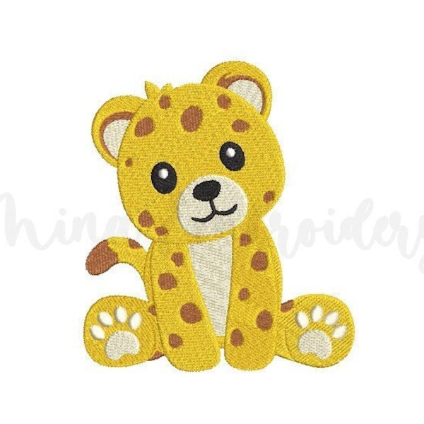 Cute Baby Cheetah Embroidery Design, Baby Leopard Embroidery, Animal Embroidery Design, Machine Embroidery Design, 4 Sizes, Instant Download