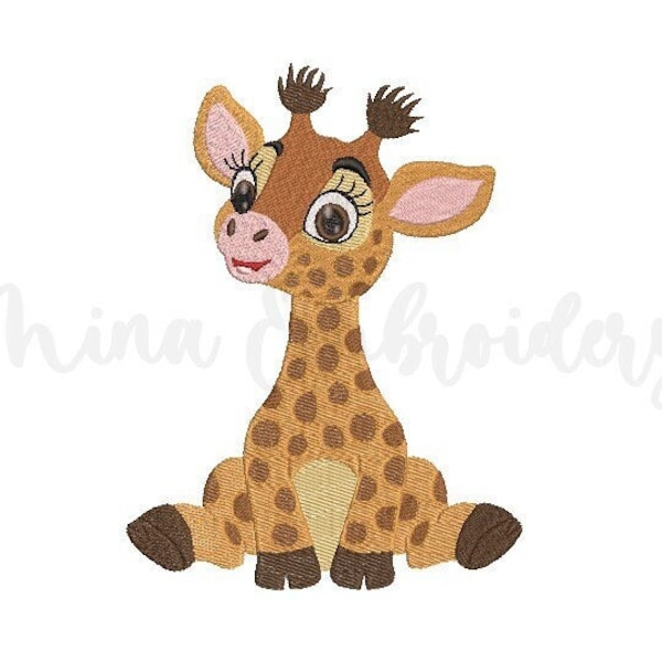 Baby Girl Giraffe Embroidery Design, Animal Embroidery Design, Machine Embroidery Design, 5 Sizes, Instant Download