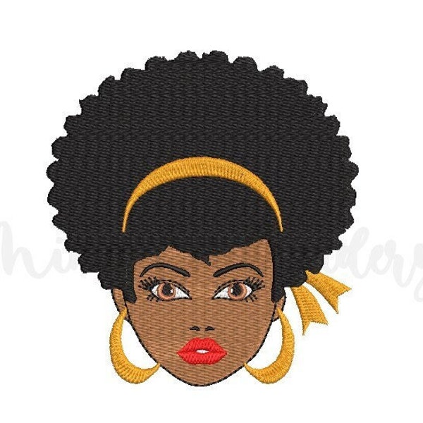 Afro Woman Embroidery Design, Machine Embroidery Design, 4 Sizes, Instant Download