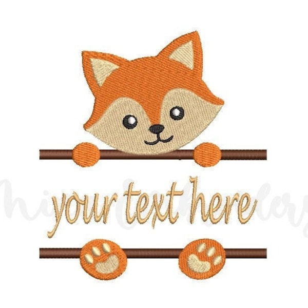 Split Baby Boy Fox Embroidery Design, Animal Embroidery Design, Machine Embroidery Design, 4 Sizes, Instant Download