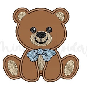 Baby Bear Applique Embroidery Design, Animal Embroidery Design, Machine Embroidery Design, 4 Sizes, Instant Download image 1