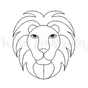Lion Face Line Art Embroidery Design, Animal Embroidery Design, Machine Embroidery Design, 4 ...