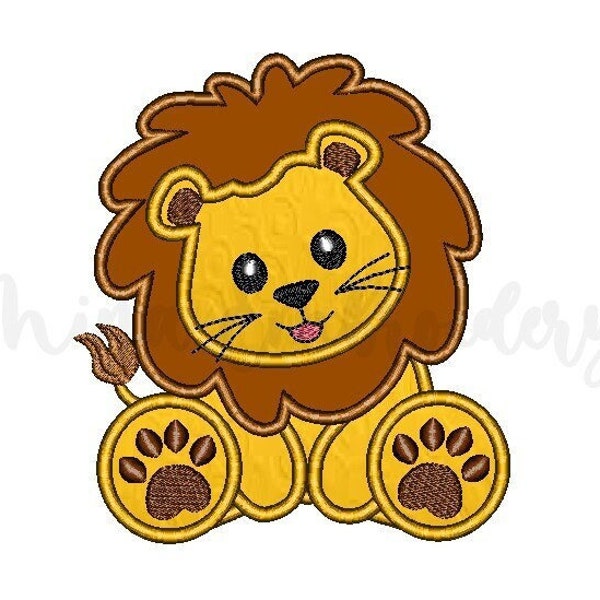 Baby Lion Applique Embroidery Design, Animal Embroidery Design, Machine Embroidery Design, 4 Sizes, Instant Download