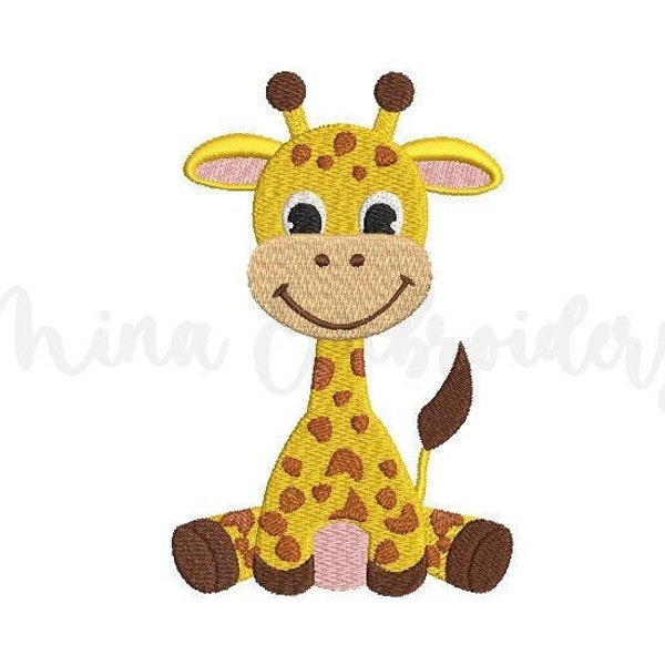 Baby Junge Giraffe Stickmuster, Tierstickmuster, Maschinenstickmuster, 4 Größen, sofortiger Download