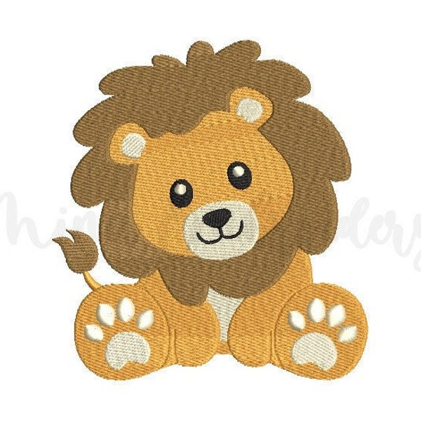 Joli bébé lion, motif de broderie Safari, broderie animalière, motif de broderie Machine, 4 tailles, téléchargement immédiat