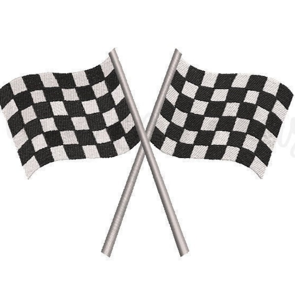 Motif de broderie drapeau voiture de course, motif de broderie course de voitures, motif de broderie Machine, 5 tailles, téléchargement immédiat