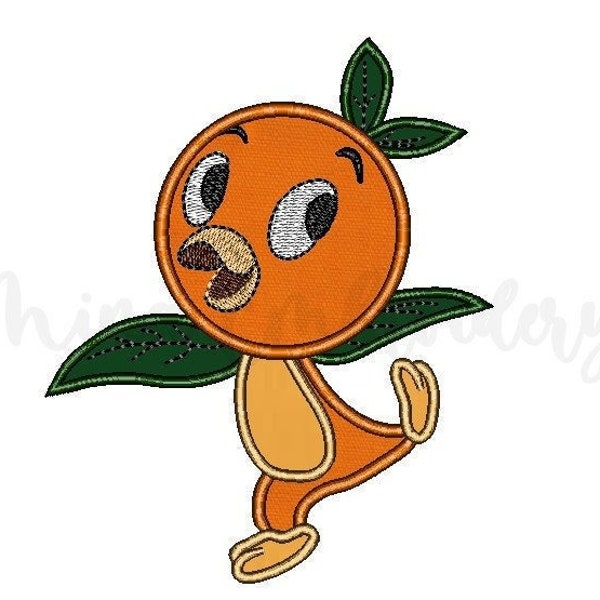 Cute Orange Bird Applique Embroidery Design, Machine Embroidery Design, 4 Sizes, Instant Download