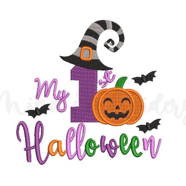 My 1st Boy Halloween Embroidery Design, My First Halloween Embroidery Design, Machine Embroidery Design, 4 Sizes, Instant Download