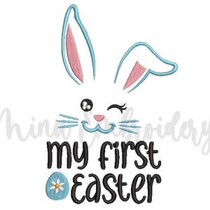 My First Bunny Easter Embroidery Design, Machine Embroidery Design, 4 Sizes, Instant Download