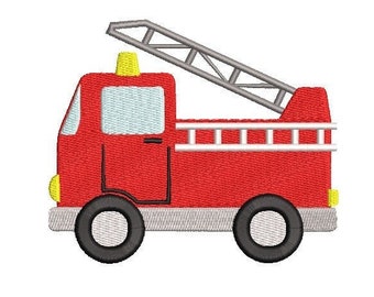 Fire Truck Embroidery Design, Machine Embroidery Design,   4 Sizes, Instant Download