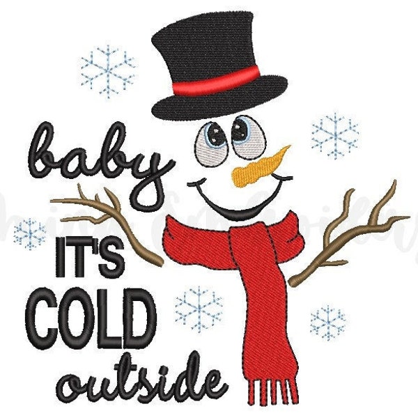 Baby It's Cold Outside Christmas Embroidery Design, Snowman Embroidery Design, Machine Embroidery Design, 4 Sizes, Instant Download