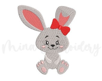 Baby Girl Bunny Embroidery Design, Animal Embroidery Design, Machine Embroidery Design, 4 Sizes, Instant Download