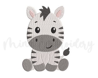 Baby Zebra Stickdatei, Tier Stickerei, Maschinenstickerei, 4 Größen, Instant Download