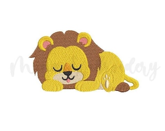 Sleeping Baby Lion Embroidery Design, Animal Embroidery Design, Machine Embroidery Design, 4 Sizes, Instant Download