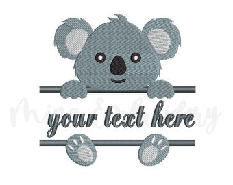 Split Baby Boy Koala Embroidery Design, Animal Embroidery Design, Machine Embroidery Design, 4 Sizes, Instant Download