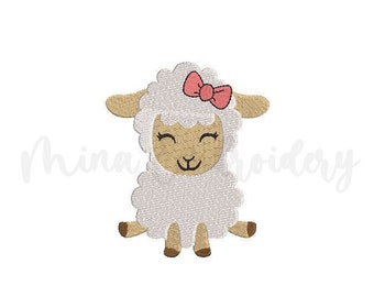 Baby Sheep Embroidery Design, Animal Embroidery Design, Machine Embroidery Design, 5 Sizes, Instant Download