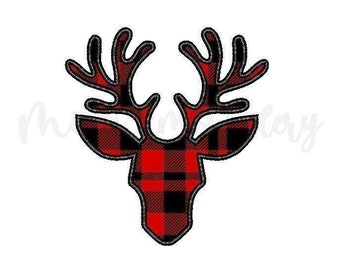 Deer Applique Embroidery Design, Christmas Reindeer Applique Embroidery Design, 4 Sizes, Instant Download