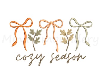 Coquette Fall Embroidery Design, Cozy Season Embroidery Design, Machine Embroidery Design, 6 Sizes, Instant Download