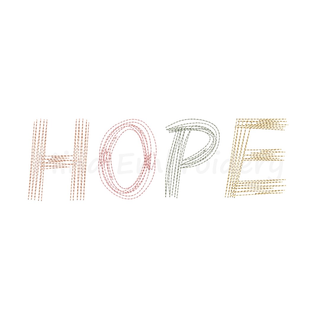 Hope Line Art Embroidery Design: 6 Sizes (instant Download) - Etsy