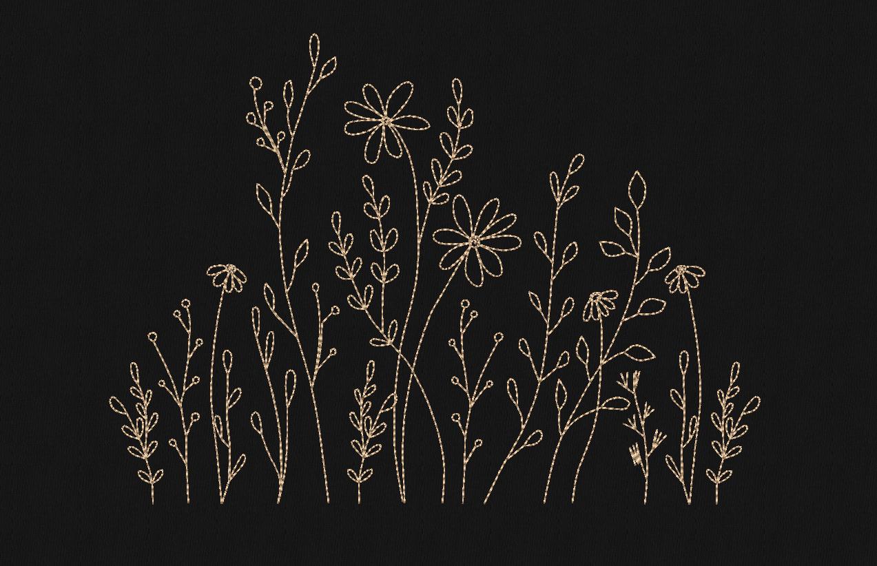 Wildflower Line Art Embroidery Design: Floral Machine Pattern (5 Sizes ...