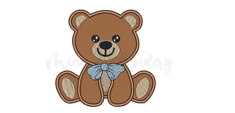 Baby Bear Applique Embroidery Design, Animal Embroidery Design, Machine Embroidery Design, 4 Sizes, Instant Download image 1