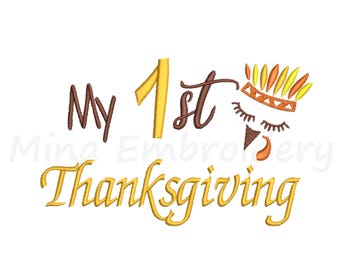 My 1st Thanksgiving-borduurontwerp: machineborduurwerk (directe download)