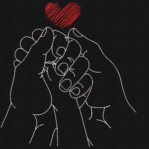 Mom Father Baby Hand Embroidery Design, Family Line Art Embroidery ...