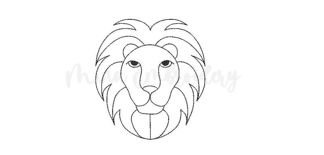 Lion Face Line Art Embroidery Design, Animal Embroidery Design, Machine Embroidery Design, 4 ...