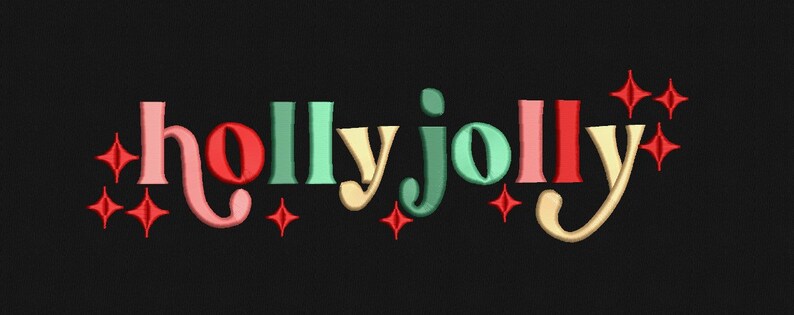 Holly Jolly Stickmuster, Weihnachtsstickmuster, Maschinenstickmuster, 6 Größen, sofortiger Download Bild 4