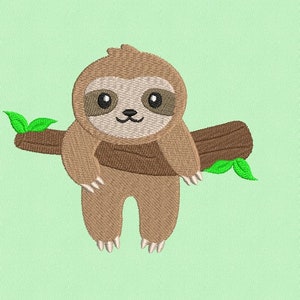 Baby Sloth Embroidery Design, Animal Embroidery Design, Machine Embroidery Design, 4 Sizes, Instant Download image 4