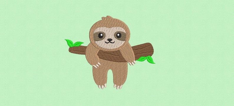 Baby Sloth Embroidery Design, Animal Embroidery Design, Machine Embroidery Design, 4 Sizes, Instant Download image 4