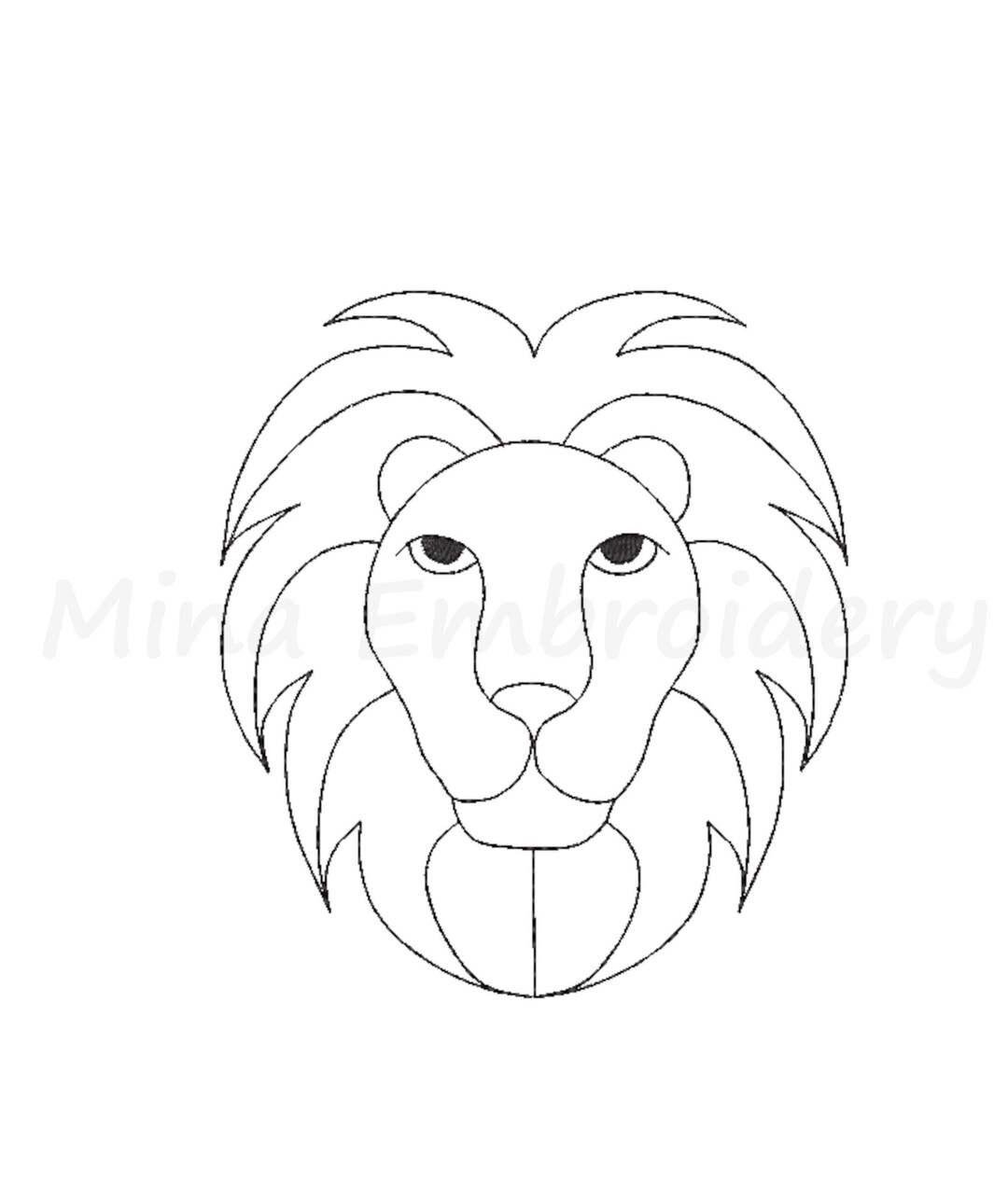 Lion Face Line Art Embroidery Design, Animal Embroidery Design, Machine Embroidery Design, 4 ...