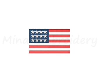 MINI America Flag Embroidery Design, 4th Of July Embroidery Design, Machine Embroidery Design, 4 Sizes, Instant Download