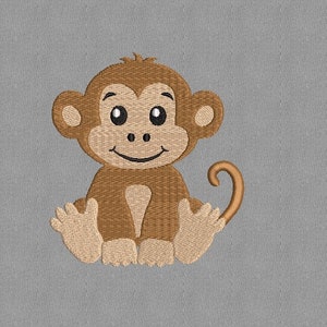 Sitting Baby Monkey Embroidery Design, Animal Embroidery Design, Machine Embroidery Design, 5 Sizes, Instant Download image 4