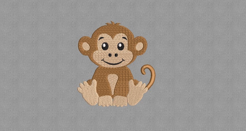 Sitting Baby Monkey Embroidery Design, Animal Embroidery Design, Machine Embroidery Design, 5 Sizes, Instant Download image 4